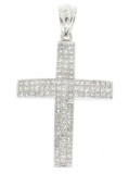 14K White Gold 3.25CTW 108 Invisible Set Princess Diamond Arched Unisex Cross