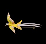14KT Yellow Gold Diamond Bird Brooch