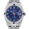 Rolex Mens Stainless Steel Blue Roman Diamond & Sapphire 36MM Datejust Wristwatc