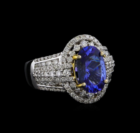 14KT Two-Tone Gold 4.12 ctw Tanzanite and Diamond Ring