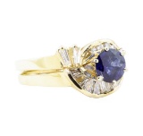 1.83 ctw Sapphire And Diamond Ring And Band - 14KT Yellow Gold