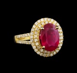 14KT Yellow Gold 4.25 ctw Ruby and Diamond Ring