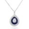 18k White Gold 1.71CTW Diamond and Blue Sapphire Pendant, (SI2-SI3/H-I)