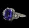 2.93 ctw Tanzanite and Diamond Ring - 14KT White Gold