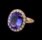 9.61 ctw Tanzanite and Diamond Ring - 14KT Rose Gold