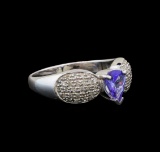 14KT White Gold 0.70 ctw Tanzanite and Diamond Ring