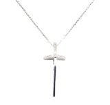 0.06 ctw Diamond Cross Pendant with Chain - 14KT & 18KT White Gold