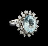 4.3 ctw Aquamarine and Diamond Ring - 14KT White Gold