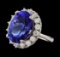 10.35 ctw Tanzanite and Diamond Ring - 14KT White Gold