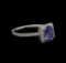 0.78 ctw Tanzanite and Diamond Ring - 14KT White Gold