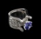 2.75 ctw Tanzanite and Diamond Ring - 14KT White Gold