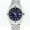 Rolex Mens Stainless Steel Blue Vignette Diamond & Sapphire Datejust Wristwatch