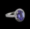 4.18 ctw Tanzanite and Diamond Ring - 14KT White Gold