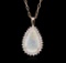 14KT Rose Gold 6.23 ctw Opal and Diamond Pendant With Chain