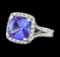 5.90 ctw Tanzanite and Diamond Ring - 14KT White Gold