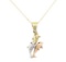 0.14 ctw Diamond and Ruby Dolphin Pendant with Chain - 14KT Yellow, White, and R