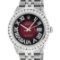 Rolex Mens Stainless Steel Red Vignette Roman Diamond Datejust Wristwatch With W