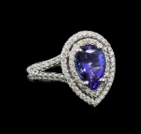 1.75 ctw Tanzanite and Diamond Ring - 14KT White Gold