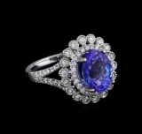 18KT White Gold 3.95 ctw Tanzanite and Diamond Ring