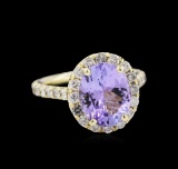 3.07 ctw Tanzanite and Diamond Ring - 14KT Yellow Gold