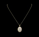 13.86 ctw Opal and Diamond Pendant - 14KT Yellow Gold