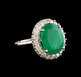 14KT White Gold 5.95 ctw Emerald and Diamond Ring