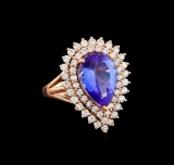 14KT Rose Gold 6.32 ctw Tanzanite and Diamond Ring