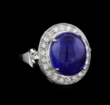 12.77 ctw Tanzanite and Diamond Ring - 14KT White Gold