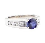 2.05 ctw Sapphire and Diamond Ring - 14KT White Gold