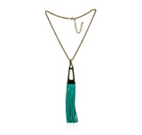 Leather Tassel Chain Necklace - Gold Plated