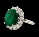 7.16 ctw Emerald and Diamond Ring - 14KT White Gold