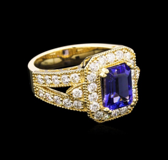 2.08 ctw Tanzanite and Diamond Ring - 14KT Yellow Gold