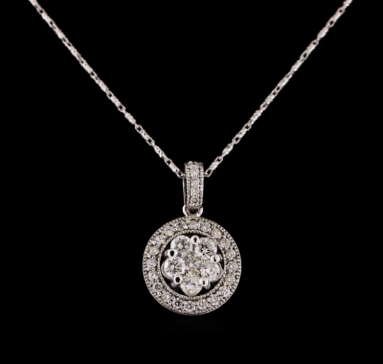 14KT White Gold 1.07 ctw Diamond Pendant With Chain