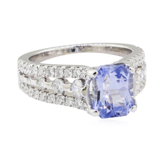 3.13 ctw Sapphire and Diamond Ring - 14KT White Gold
