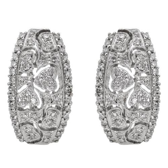 14k White Gold 0.68CTW Diamond Earrings, (SI3/G-H)