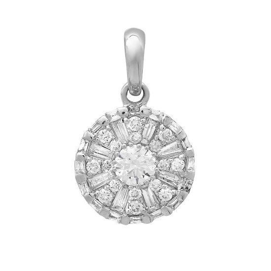 14k White Gold 0.41CTW Diamond Pendant, (SI2-SI3/H-I)