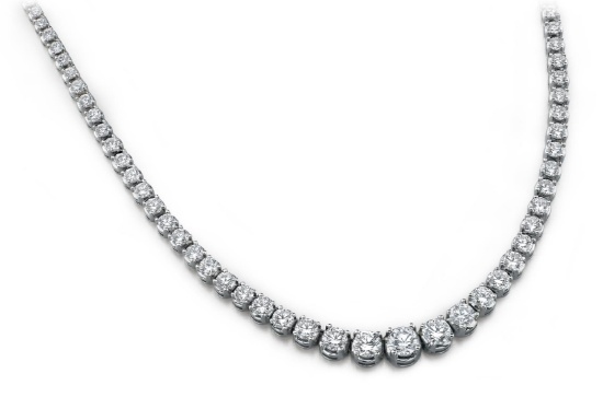 18K White Gold 14.42CTW Diamond Necklace, (SI1-SI2/F-G)
