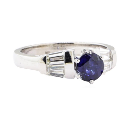 1.52 ctw Sapphire And Diamond Ring - 14KT White Gold