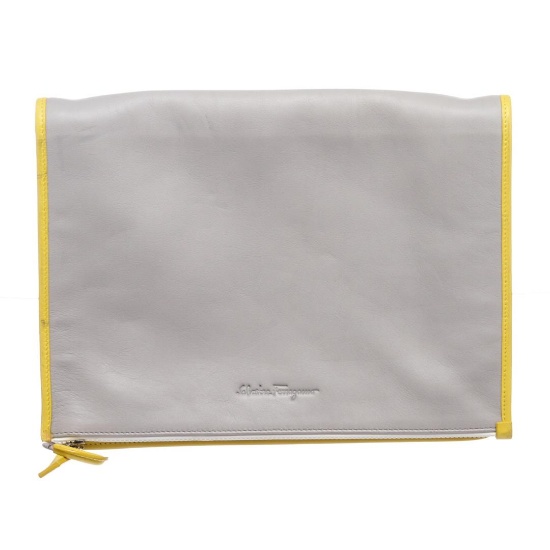 Salvatore Ferragamo Gray Multicolor Leather Document Holder