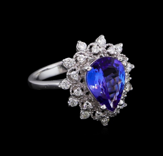 2.58 ctw Tanzanite and Diamond Ring - 14KT White Gold