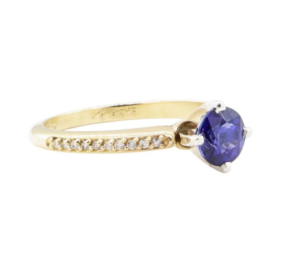 1.52 ctw Sapphire and Diamond Ring - 14KT Yellow Gold