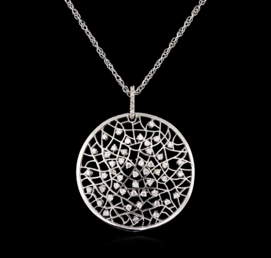 0.94 ctw Diamond Pendant With Chain - 14KT White Gold