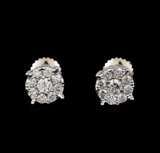 0.71 ctw Diamond Earrings - 14KT White Gold
