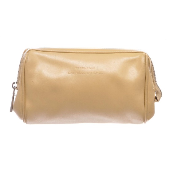 Strenesse Gabriele Strehle Beige Leather Makeup Case