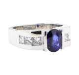 2.44 ctw Sapphire And Diamond Ring - 18KT White Gold