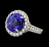 GIA Cert 8.56 ctw Tanzanite and Diamond Ring - 14KT White Gold