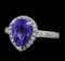3.50 ctw Tanzanite and Diamond Ring - 14KT White Gold