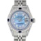 Rolex Ladies Stainless Steel Blue MOP Diamond Lugs & Sapphire Datejust Wristwatc