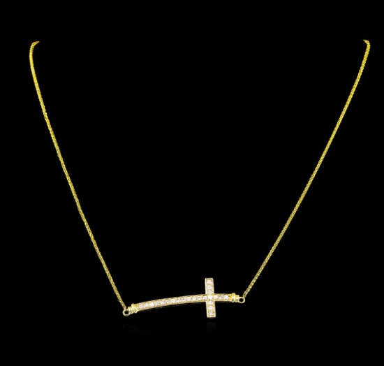 0.55 ctw Diamond Cross Necklace - 18KT Yellow Gold