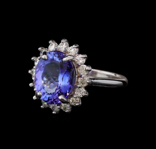 5.4 ctw Tanzanite and Diamond Ring - 14KT White Gold
